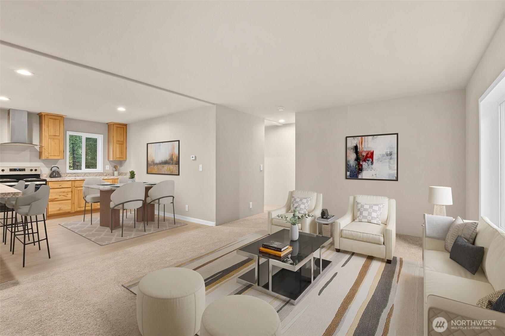 141 East Dalkeith Road Shelton, WA 98584 - Photo 4 of 38 a living room with furniture and view of kitchen