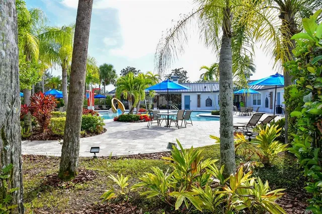 a view of a lake from a yard