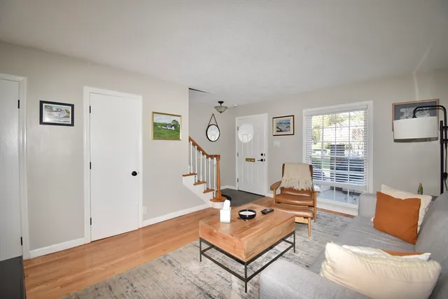 a living room with furniture rug and window