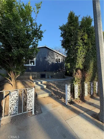 an outdoor view with patio