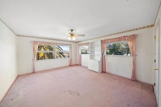 a view of a lake from a yard