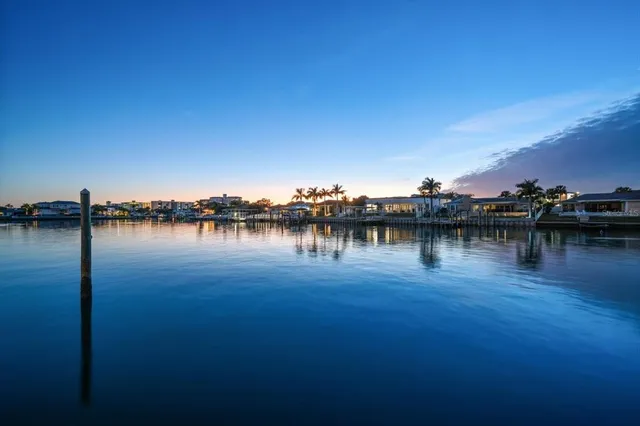 an aerial view of waterside residential houses