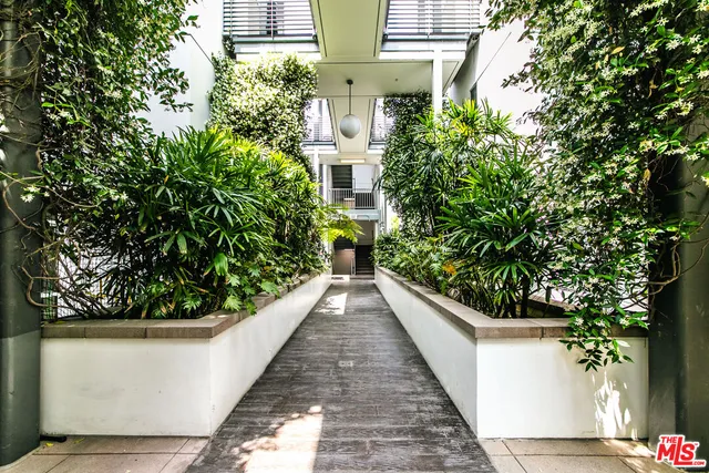 a view of a house with potted plants