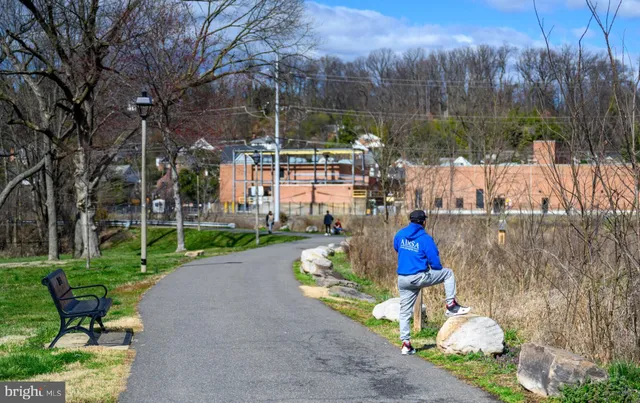 a outdoor space with lots of tables and chairs