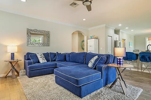 a living room with furniture