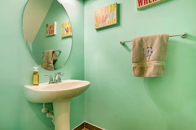 an aerial view of a house with garden