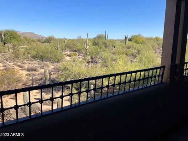 a view of a city from a balcony