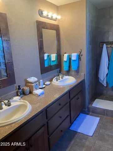 a bathroom with a bathtub