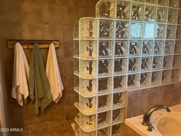 a bathroom with a tub