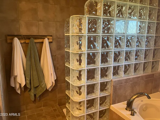 a bathroom with a tub