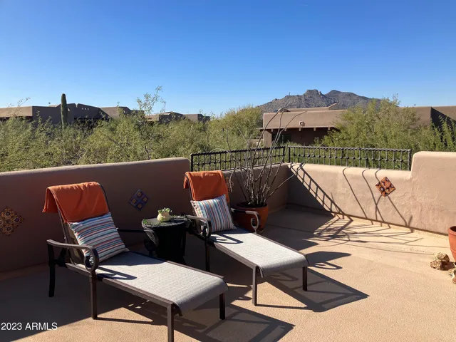 an outdoor view with patio