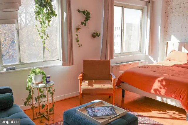 view of living room with furniture and wooden floor