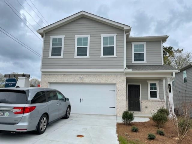 a car parked in front of a house
