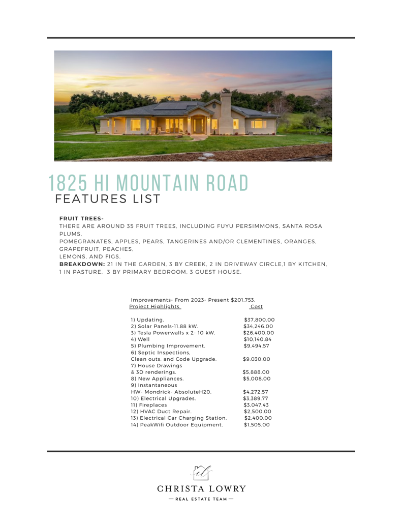 1825 Hi Mountain Road Arroyo Grande, CA 93420 - Photo 4 of 74 Features List Page 2
