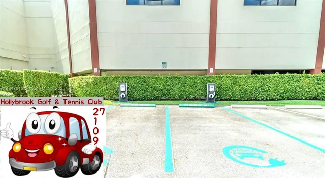 a view of a park with large trees