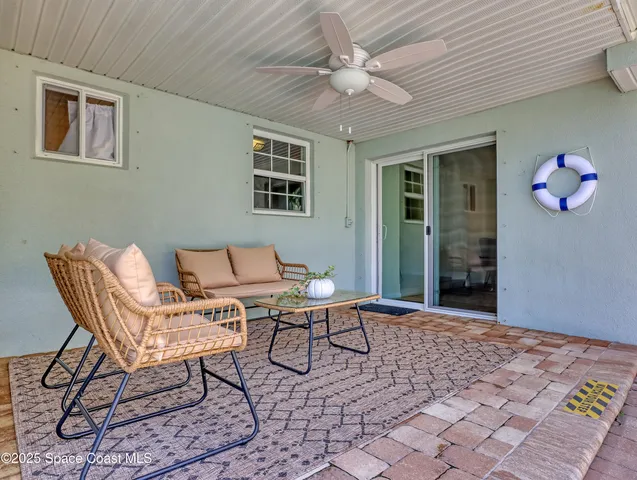 a outdoor space with a couch