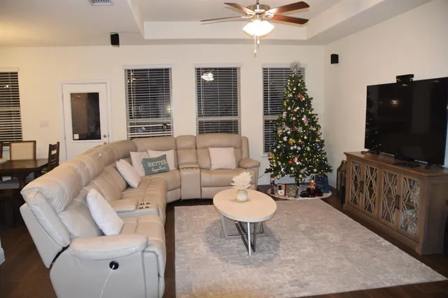 a living room filled with furniture