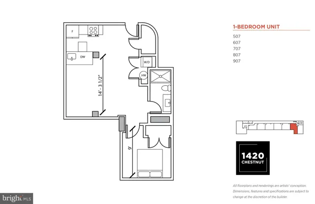$2,895 | 1420-22 Chestnut Street, Unit 206, Philadelphia, PA 19102