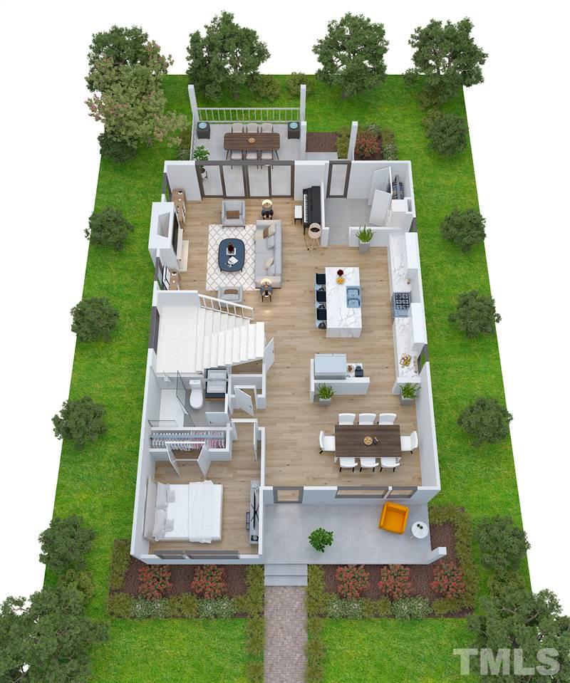 705 North State Street Raleigh, NC 27604 - Photo 2 of 3 an aerial view of a house with garden space and street view