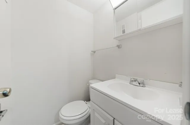 a bathroom with a sink a toilet and vanity