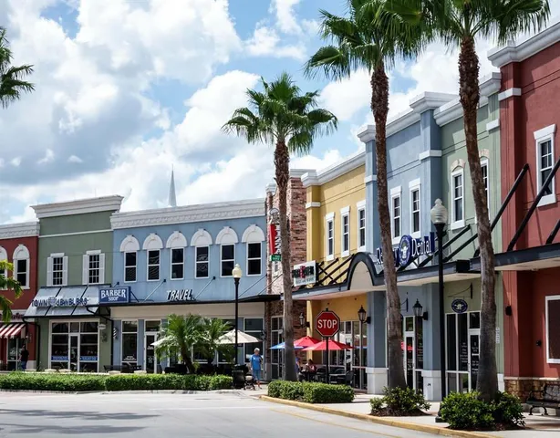 a front view of a building and a street