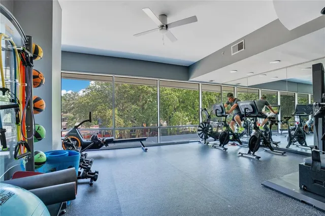a view of a room with gym equipment