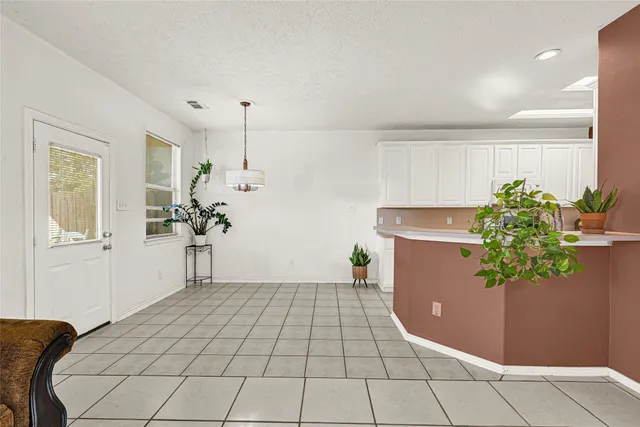 a room with a potted plant