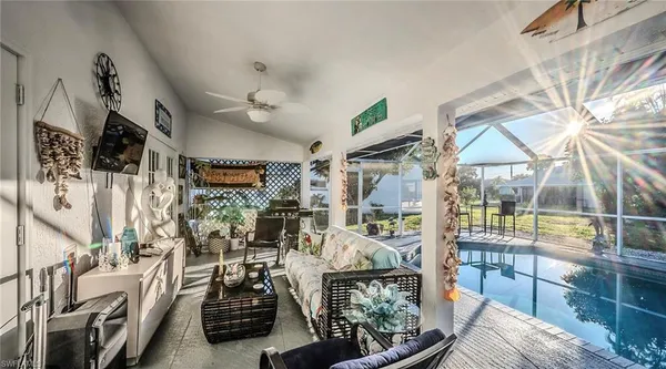 a view of a living room and dining room