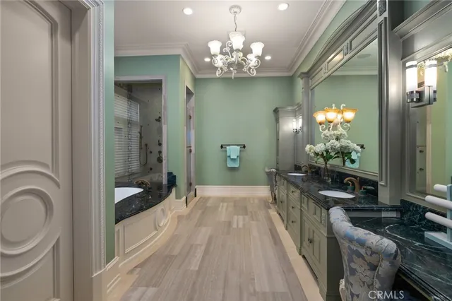 a view of a patio with iron fence