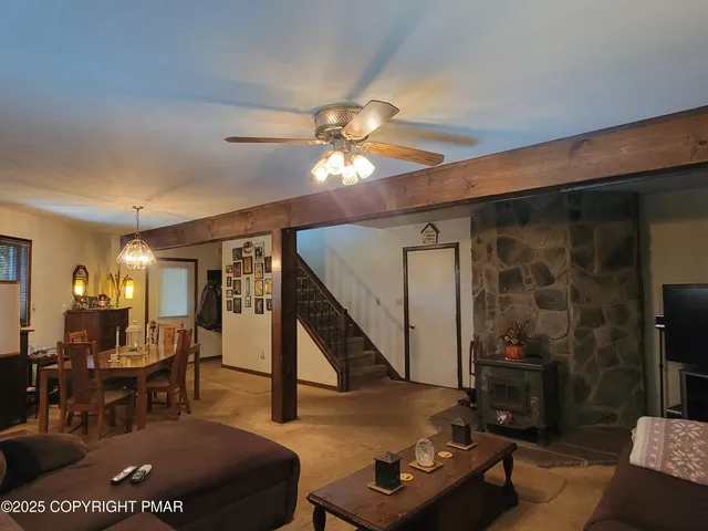 a view of porch with wooden floor
