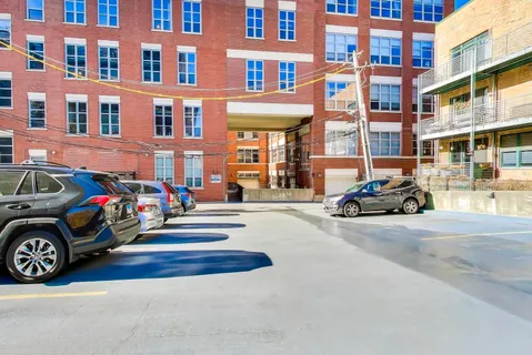 a view of a building with a patio