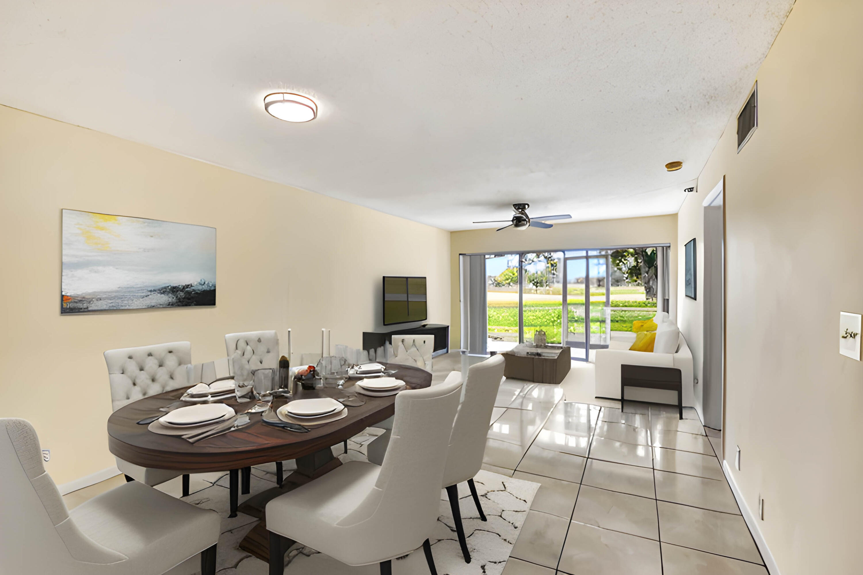 440 Northwest 67th Street, Unit H102 Boca Raton, FL 33487 - Photo 9 of 34 Dining and living area Virtually Staged