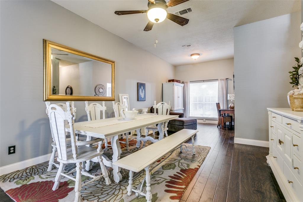 2133 Rim Rock Drive Keller, TX 76248 - Photo 5 of 37 Dining space with dark wood-type flooring and a ceiling fan