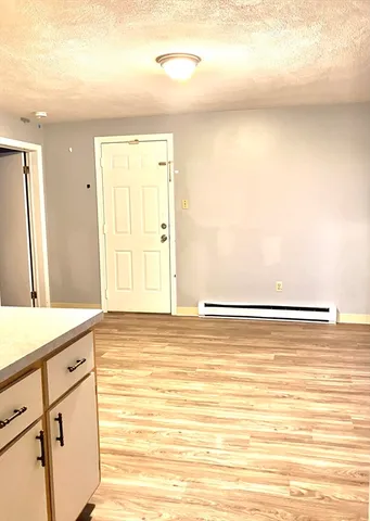 a view of a room with wooden floor and cabinet