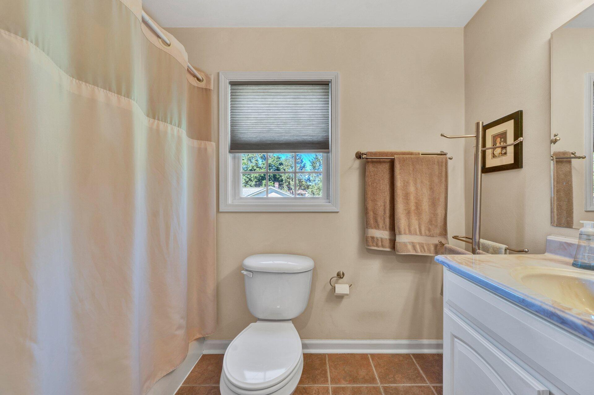 672 Kessler Mill Road Salem, VA 24153 - Photo 21 of 44 a bathroom with a granite countertop toilet and a sink