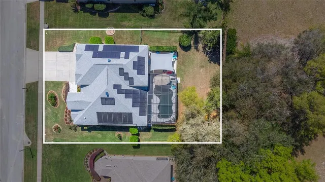 an aerial view of a house