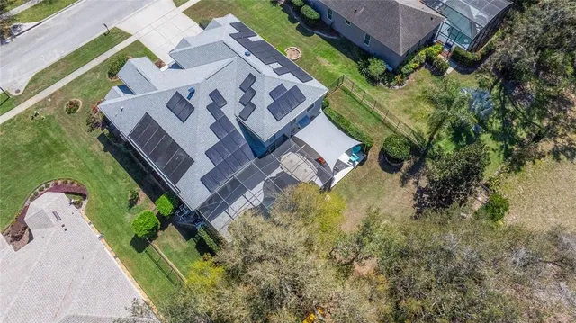 an aerial view of a house