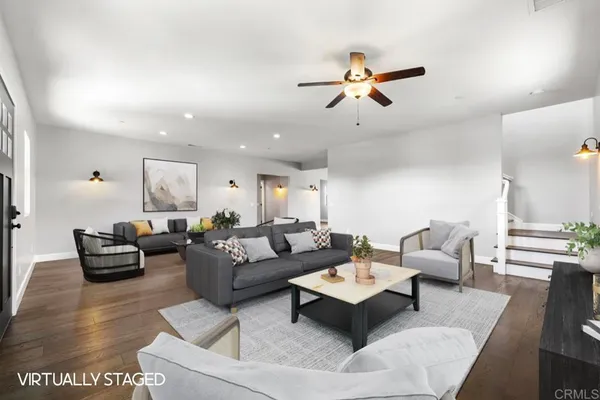 a living room with furniture