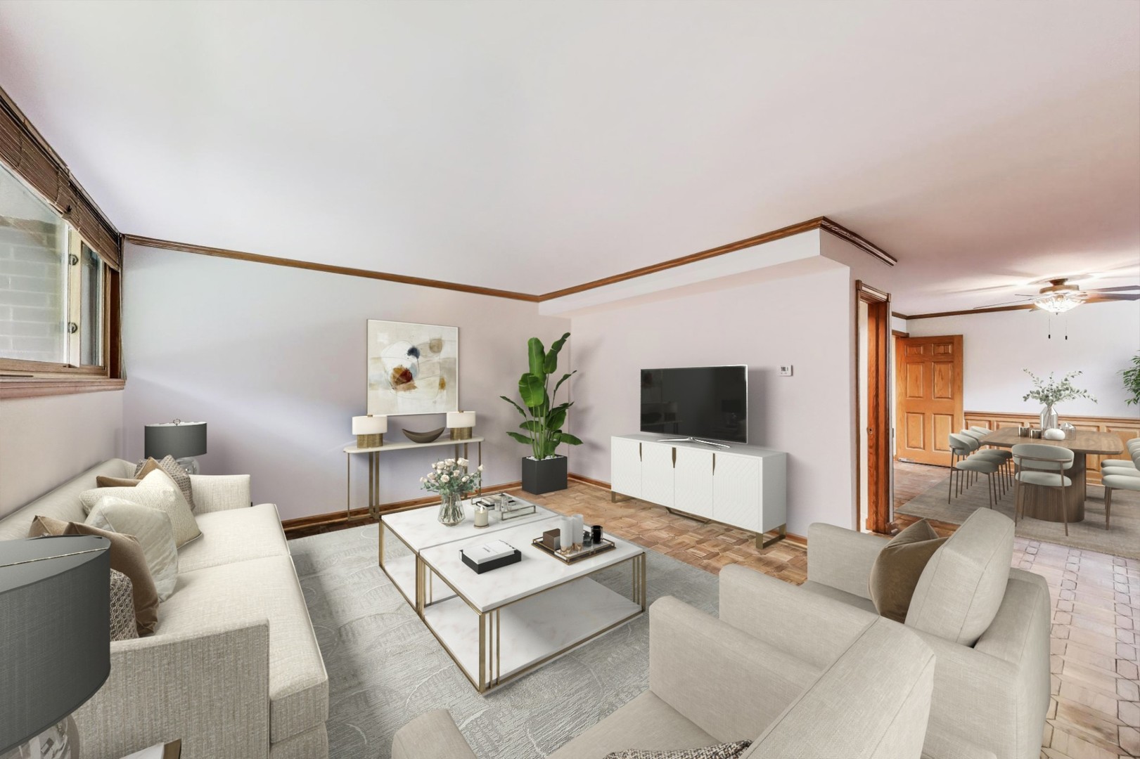 821 South Racine Avenue, Unit D Chicago, IL 60607 - Photo 4 of 20 a living room with furniture and a flat screen tv