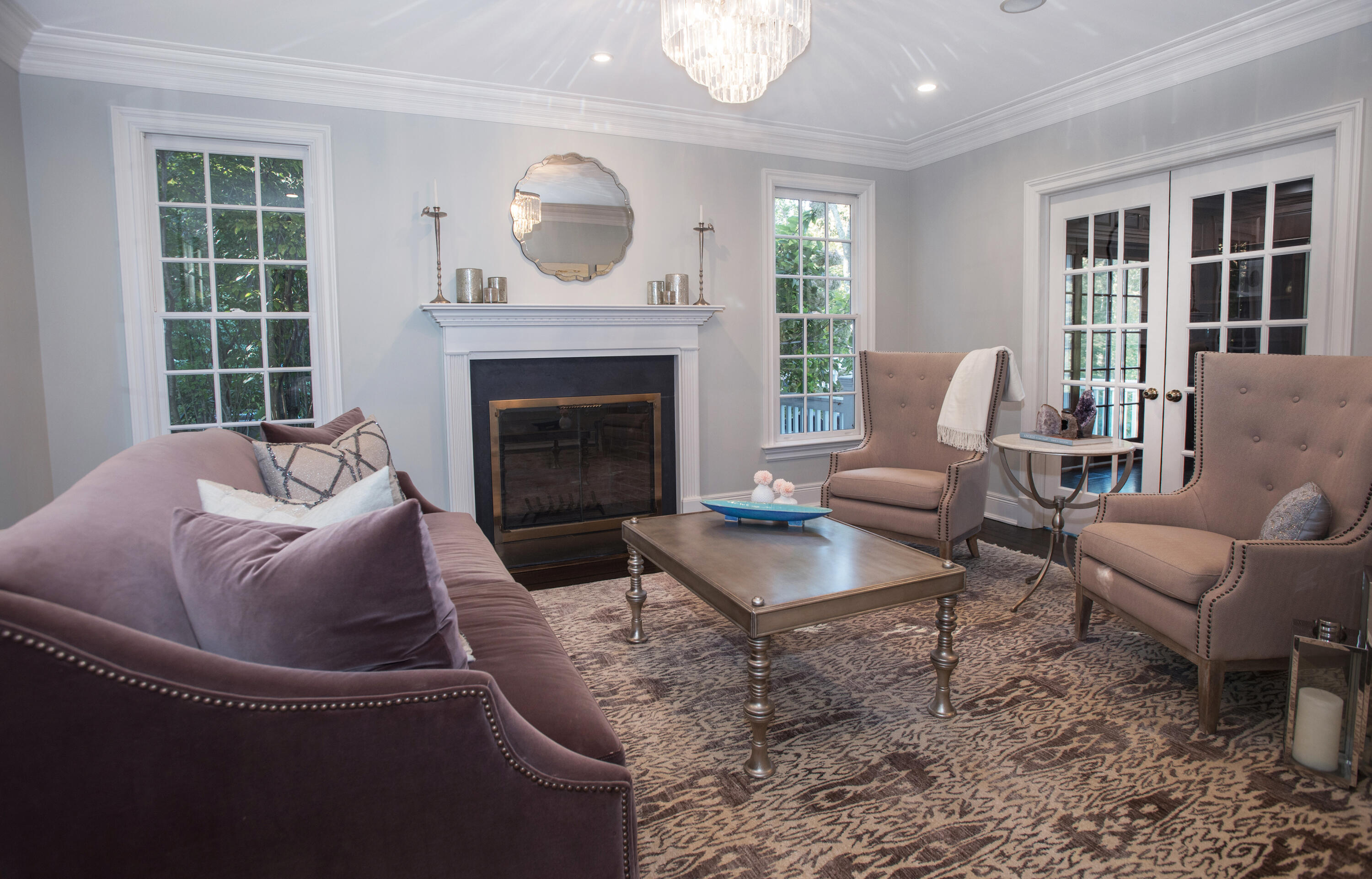 60 Bowery Road New Canaan, CT 06840 - Photo 11 of 49 a living room with furniture window and a fireplace