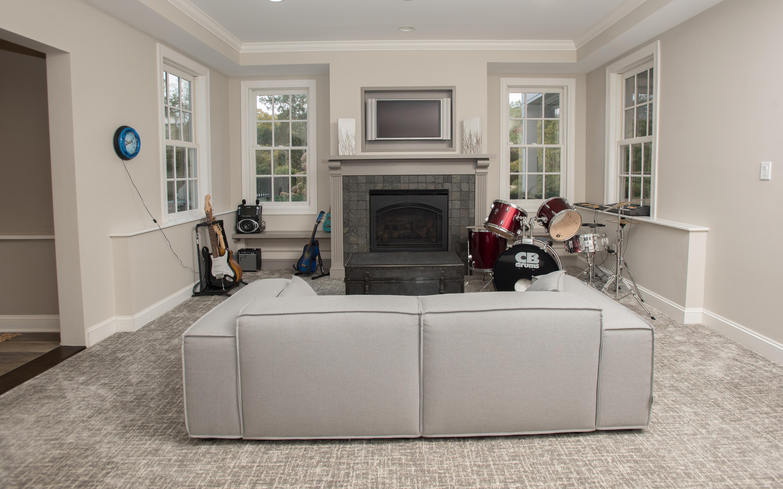 60 Bowery Road New Canaan, CT 06840 - Photo 33 of 49 a living room with furniture and a fireplace