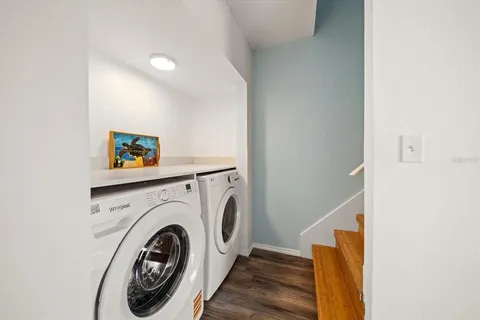 a utility room with dryer and washer