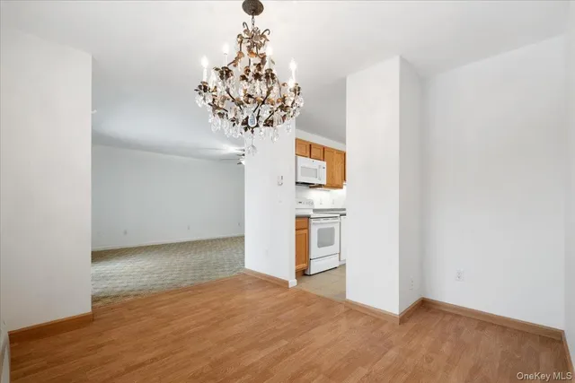 a view of a chandelier in a room