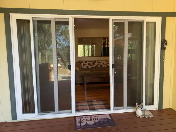 a view of a door front of a house