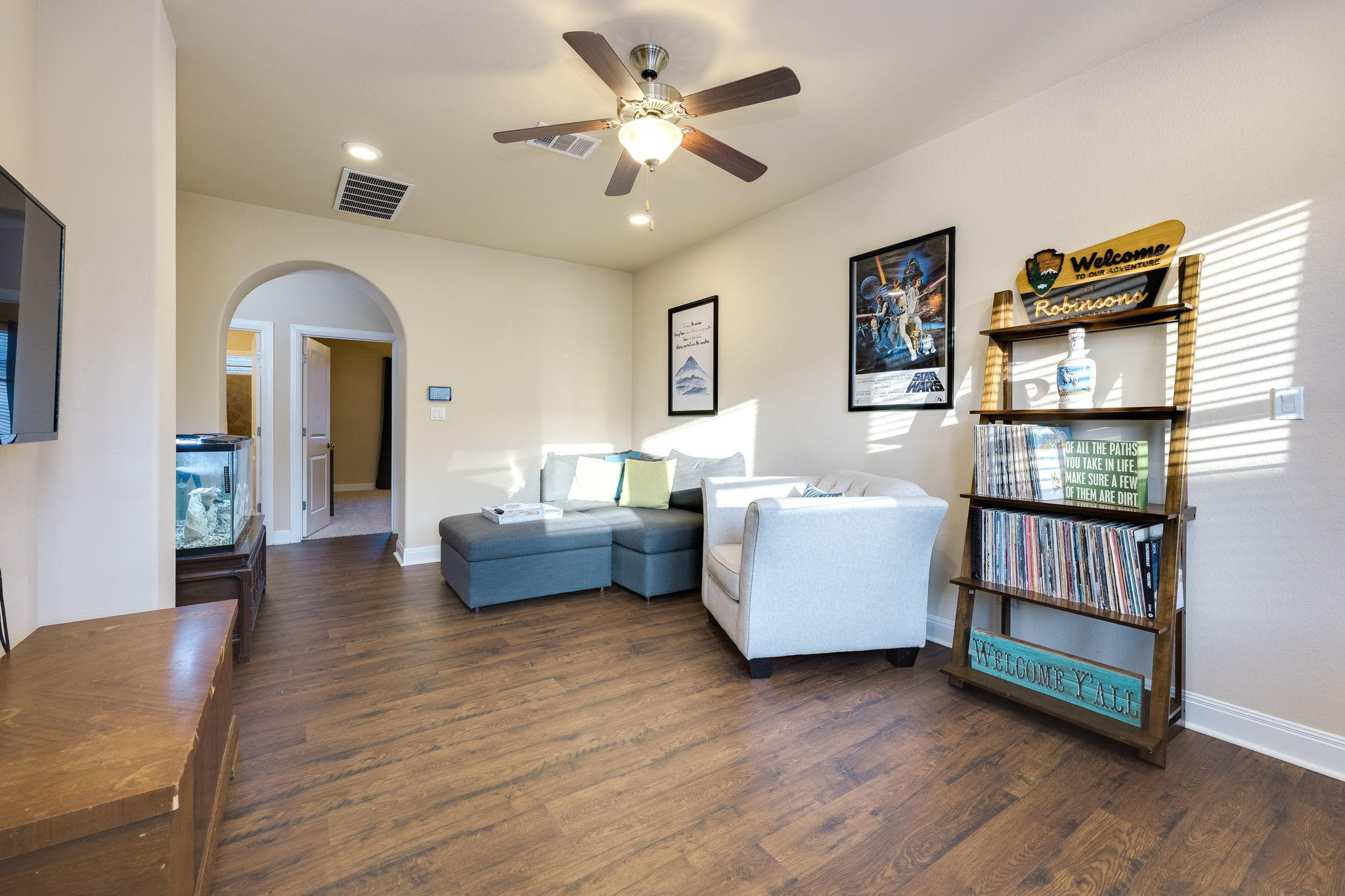 2208 Allison Way Cedar Park, TX 78613 - Photo 22 of 40 a living room with furniture and a book shelf