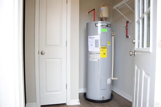 a view of a small space with wooden floor