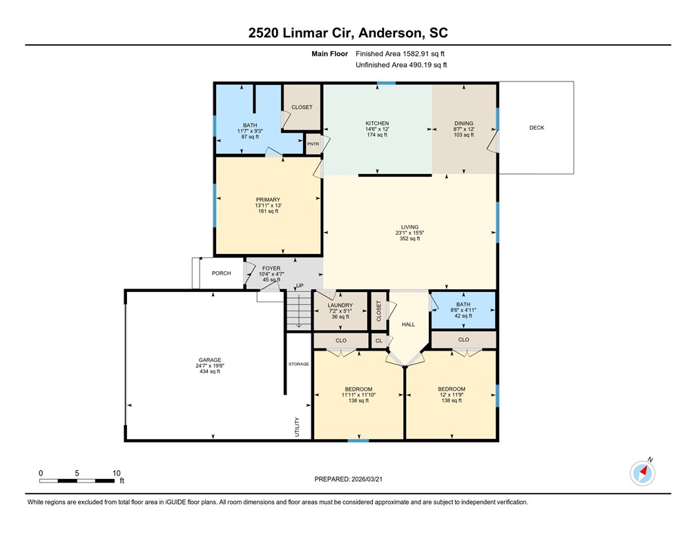 2520 Linmar Circle Anderson, SC 29621 - Photo 49 of 50 A comprehensive floor plan detailing the layout and dimensions of this property's main level.