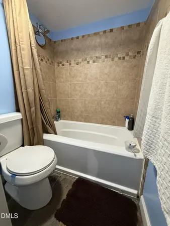 a bathroom with a toilet and a bathtub