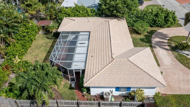an aerial view of a house