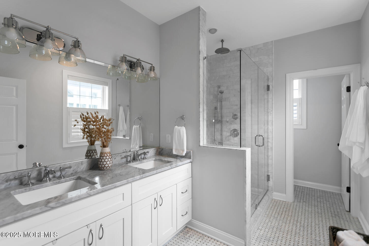 86 Washington Street Rumson, NJ 07760 - Photo 32 of 43 a bathroom with a double vanity sink mirror and double